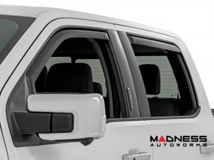 Ford F-150 Side Window Air Deflectors - In Channel - Rough Country - Crew Cab